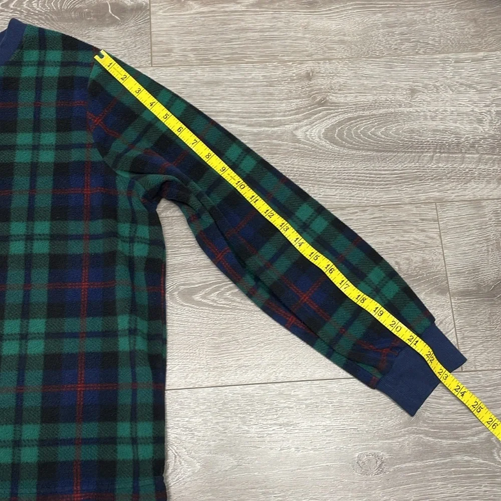 Old Navy Fleece Pajama Set Jogger and Crew Neck Long Sleeve Black Watch Plaid L